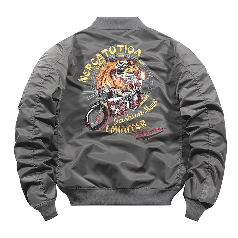 Оптовая продажа, ветрозащитная нейлоновая мужская баскетбольная куртка с вышивкой тигра, куртки-бомберы для мужчин