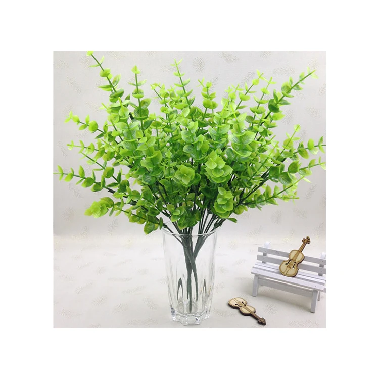 
New 2021 Single Small 7-headed Eucalyptus Green Decoration Plants Artificial In Pot 
