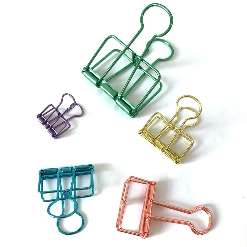 Middle Size Color Paper Clip Vintage Bronze Hallow Durable Metal Binder Clips Memo Clips Paper Clamps Bookmark