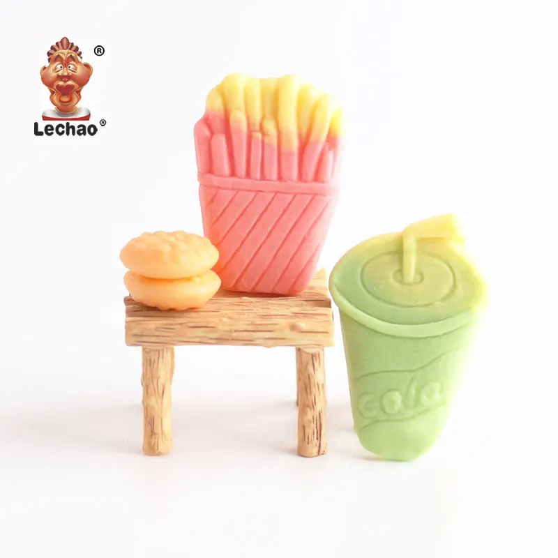 Wholesale cola bottle hamburger french fries fast foods series gummy candy assorted soft candy