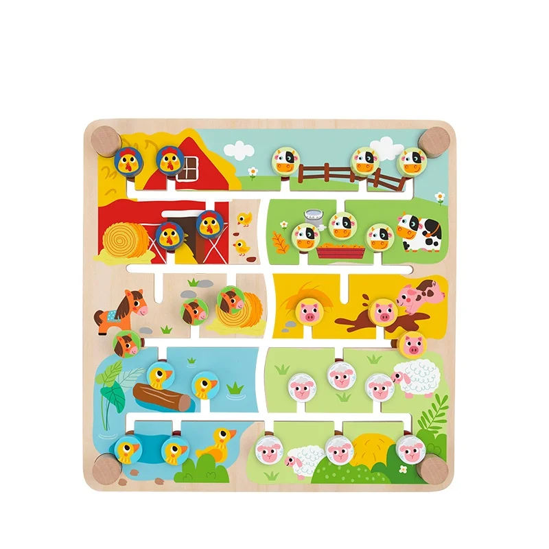 Magnetic Wooden Farm Maze Animal Toy Puzzle Walking Track Educational Alphabet for Kids Learning
