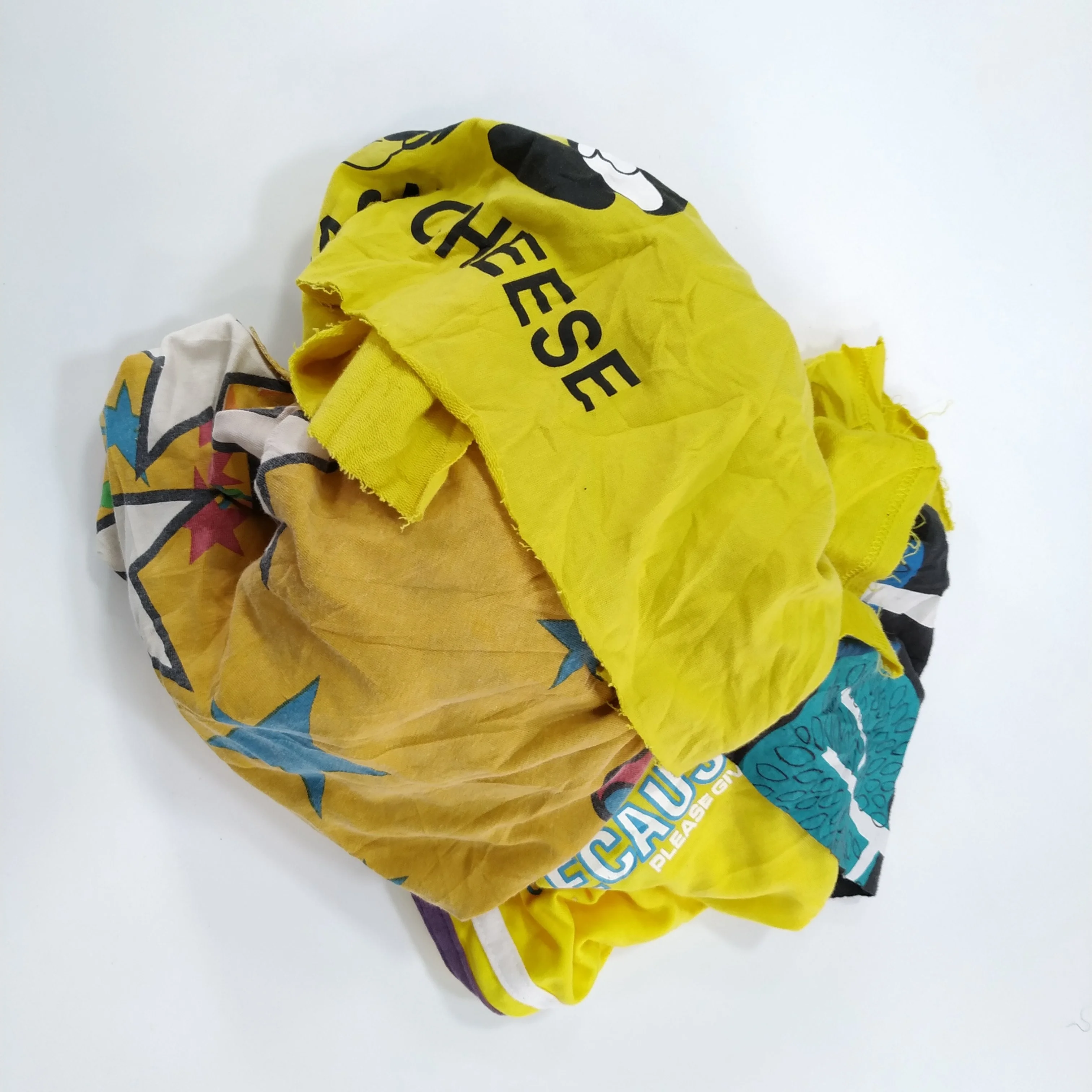 Хит продаж впитывающие влагу промышленные темные цвета смешанные использованные футболки с принтом тряпки магазин хлопковых