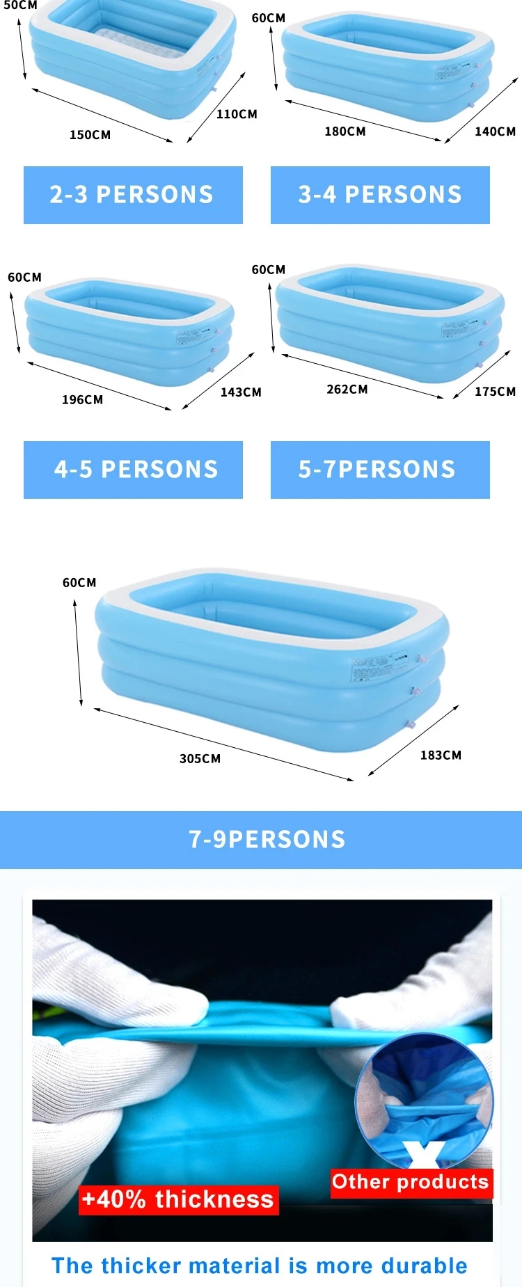 Hot sale automatic large adults kids children baby outdoor inflatable swimming pool