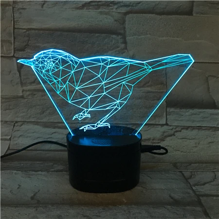 
Smart Control Wireless Speaker Night Light Battery Operated 3D Bird LED Night Light Bedside Lamp 