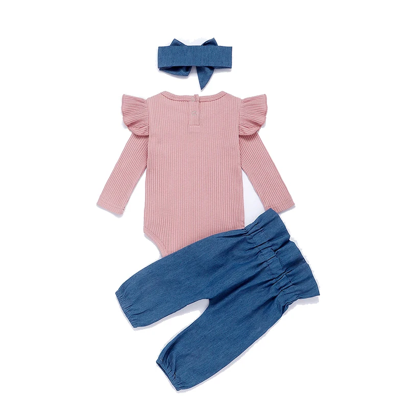 
Комплект одежды для новорожденных, парусиновый комплект одежды в европейском и американском стиле из спандекса/полиэстера, с лентами, для новорожденных до 18 месяцев, весна 