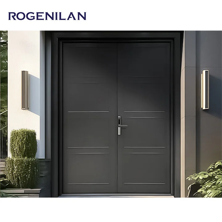 Rogenilan алюминиевая передняя двойная входная дверь внешняя