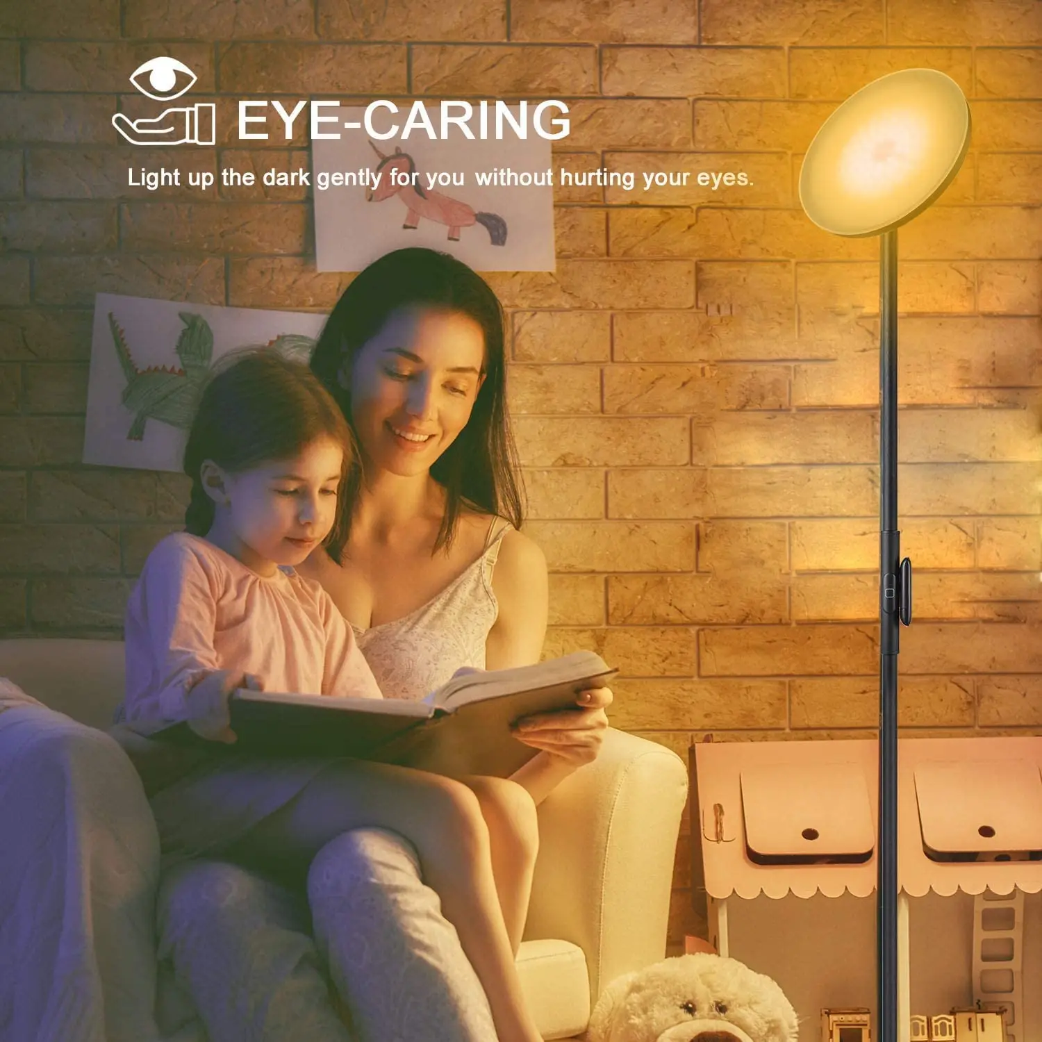 Hot Sale Modern Torchiere 3 Color Temperatures Super Bright Floor Lamps Tall Standing Pole Light with Remote control