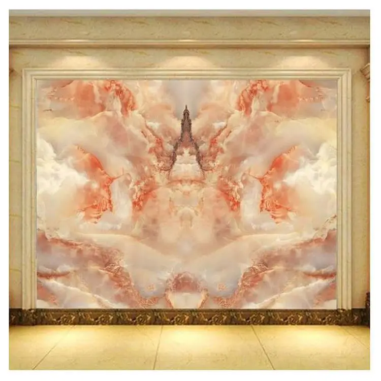 Beautiful Polished White Jade Onyx Marble Stone Slabs For TV Background