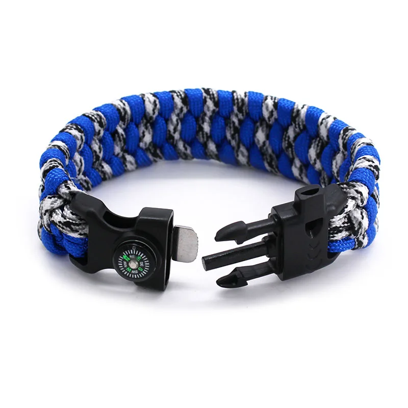 
Person Fire Starter Whistle Compass Kit Rescue Paracord Bracelet for Men 