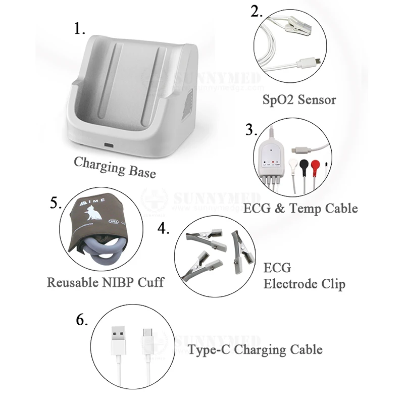 SY-AM6200 VET 2.8 inch monitor  wireless charger model vitales Multi parameter veterinary vital sign monitor animal use