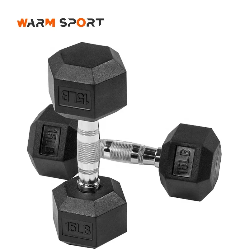 High Quality Gym Work Out Customized Logo 1-50 KG Cast Iron Rubber Coated Hex Dumbbell Set