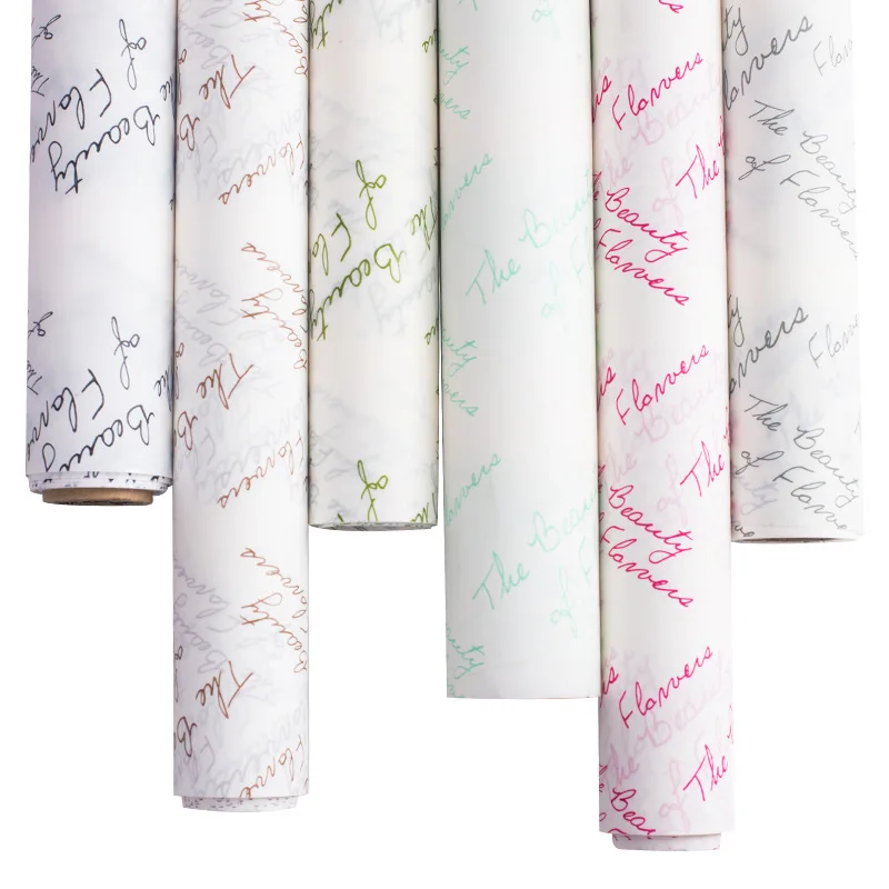 Yohpack 60cm*10m/roll Hand-painted English Letters Bouquet Wrapping Paper Gift Flowers Packaging Paper Roll