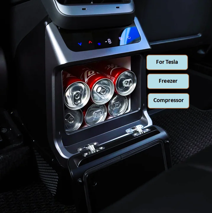 Wholesale Tesla accessories 4.6L 30w built-in refrigerator small mini refrigerator car freezer 12v fridge for Tesla Model Y