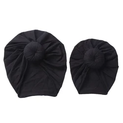 Wholesale Soft Mommy And Me Donut Turban Set Candy Color High Stretch Elastic Baby Turban Parent-Child Suit