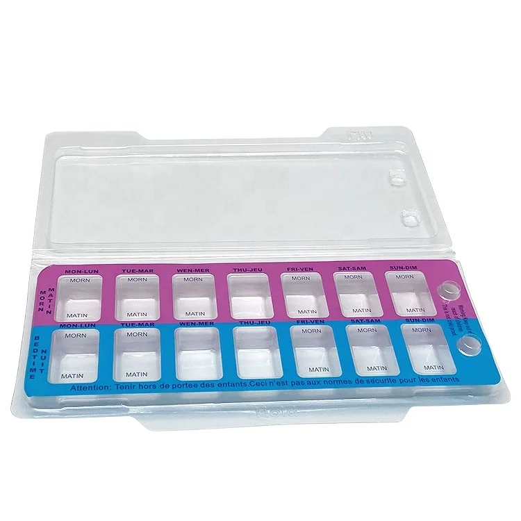 Hot Selling 7 Days Pill Container Tray And Monthly Plastic Pill Medication Blister Cards Blister clamshell Pack Tray