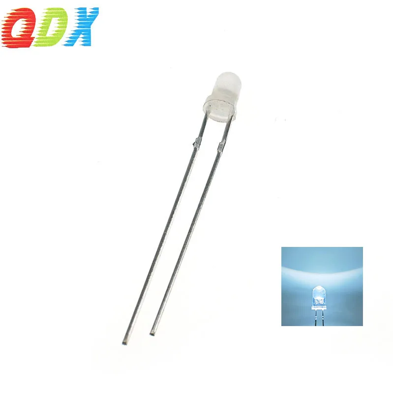 Заводская распродажа, низкое энергопотребление, 3 мм белые волосы, белая круглая прямая штепсельная вилка, 3 мм светодиодные лампочки 1000 шт./упаковка