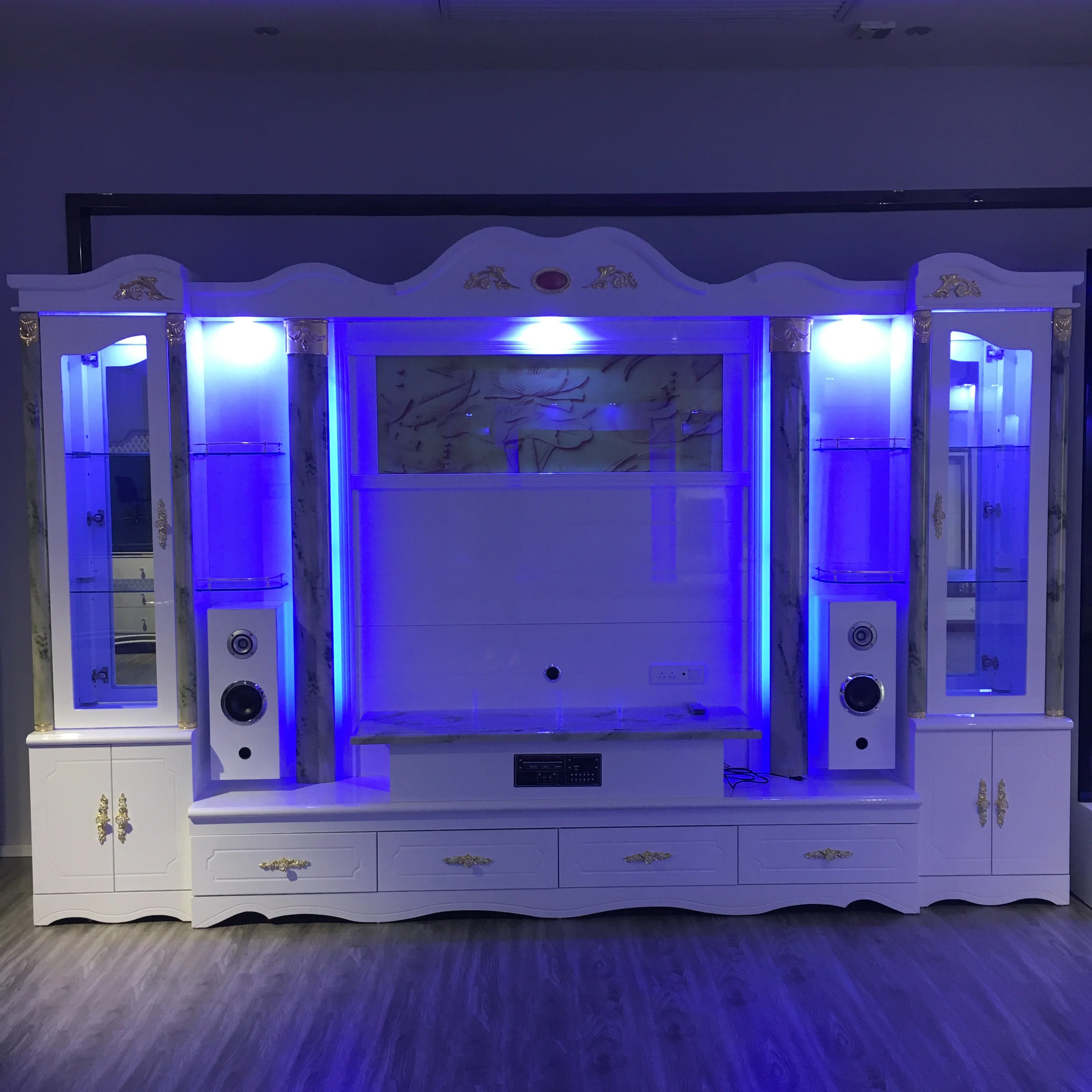 China factory Home tv units MDF glass wooden  Algeria market tv cabinet furniture