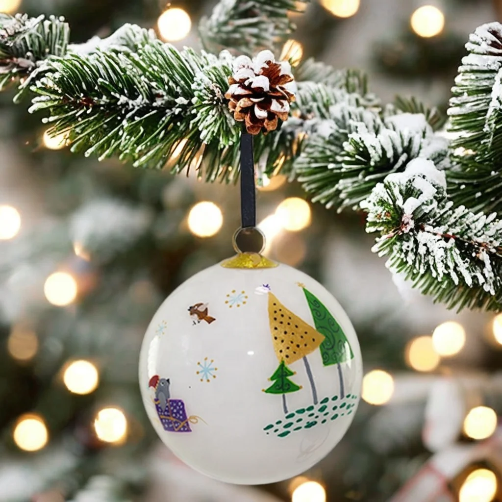 2024 novelty gifts eco-friendly handmade christmas decoration supplies round hand painted glass christmas ball