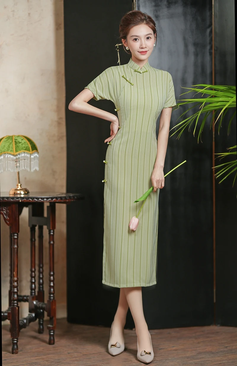 Women Summer cotton linen Qipao Dress Chinese Traditional Cheongsam Women clothes