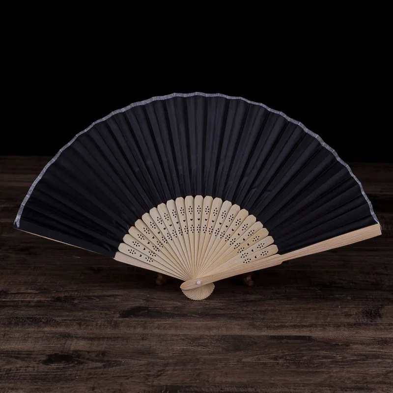 Hot sale custom logo foldable fabric bamboo hand fan