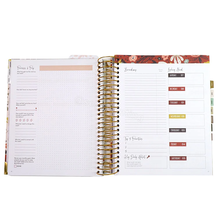 Spiral Daily planner, 2 year fancy planners organizers, best goal planner notebook