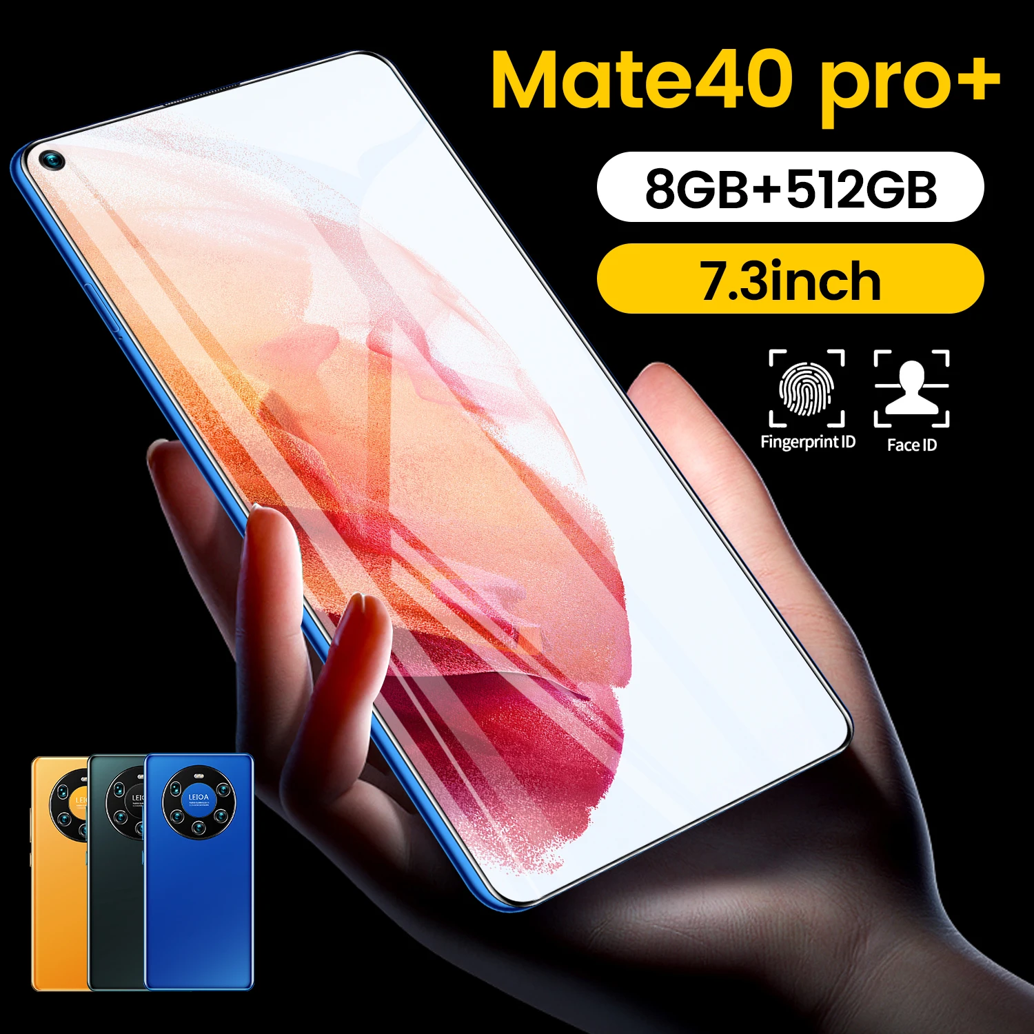 High quality  HUA Wei mate 40 pro mobile phone 8GB+512GB camera cellphone HD full screen cheap mobile phone