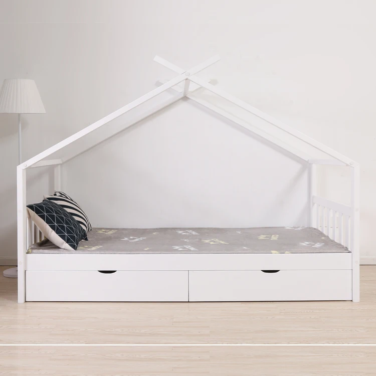 No.1311-C Hot-selling Solid Pine Wood House Bed Floor Bed Teepee Bed