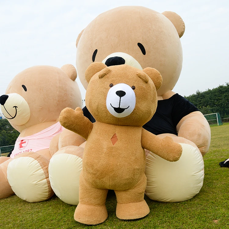 2.6m Inflatable Brown Teddy Bear Costume Customize Adult Suitable Mascot Animal with Blower Unisex Silver Gold Mesh Costumes