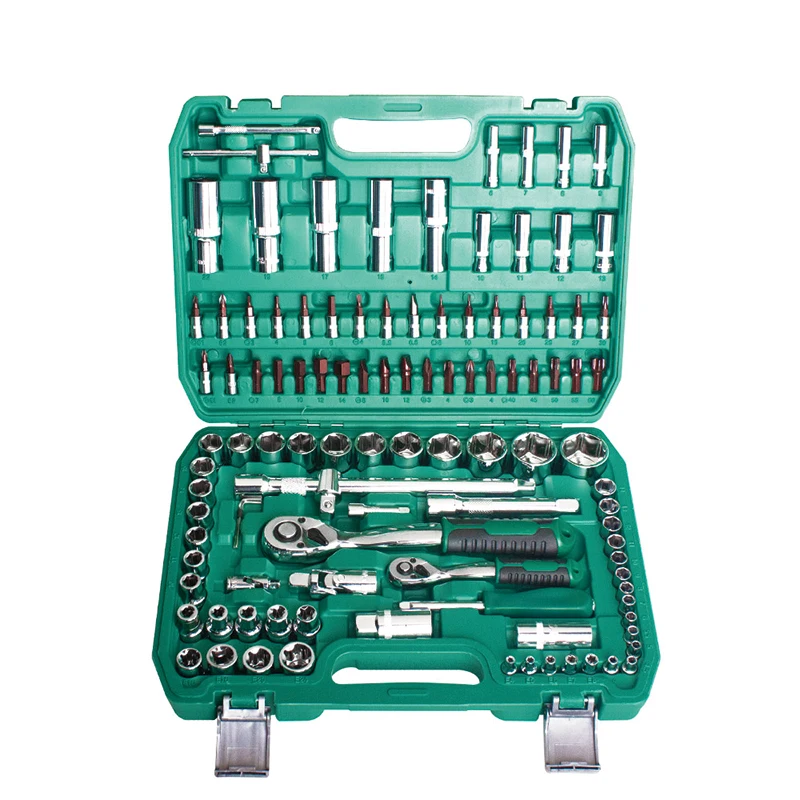 108/121 Pcs Set Auto Repair Tool Box Ratchet Tire Disassembly Professional Mechanic Hand Tool Set With Box