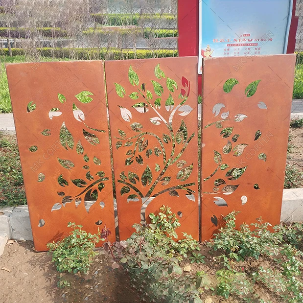 Contemporary Metal Garden Screens Laser Cut Corten Steel Garden Screen