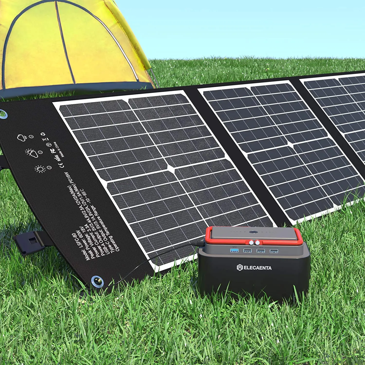 Amazon Hot Sell 60W Foldable Solar Panel Charger Flexible Solar Charger Panel  For Camping Travel