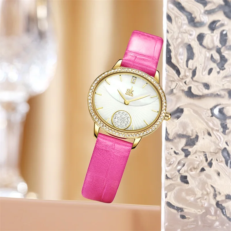 SHENGKE Unique remarkable charming women trendy watch shine diamond glitter young brand design daily casual classic women watch