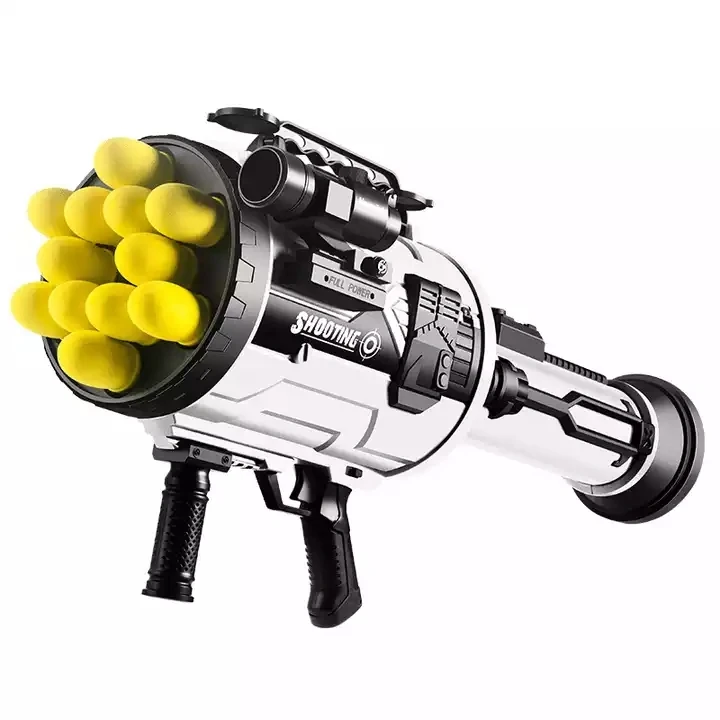 12 Burst Mortar Electric Rocket Launcher Simulation Gatling Mortar shell  Ejecting Realistic Toy Guns Soft Bullet For Kids