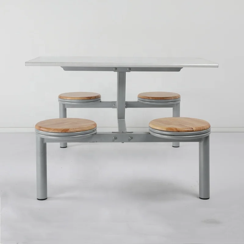 1200mm Stainless steel student dining conjoined table chair for 4 seater for school