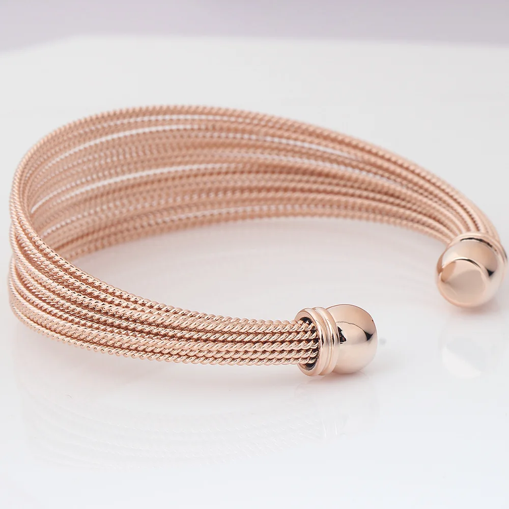 Yiwu Daicy women jewelry and accessories stainless steel Multilayer wire bracelet gold plate bracelet open adjustable
