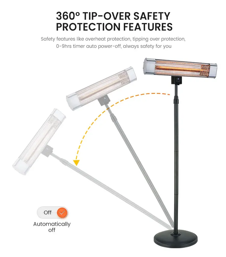 Tip over Safety Switch Stand Aluminium Alloy Infrared  Electric Patio Heater