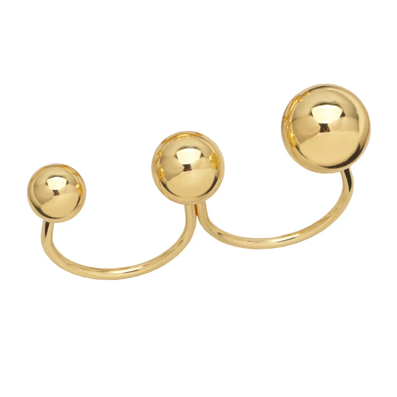 MYNECK 18K Gold Plated PVD Stainless Steel Ring Hot New Classic Minimalist Design Smooth Geometry Gold Ball 3-piece Set