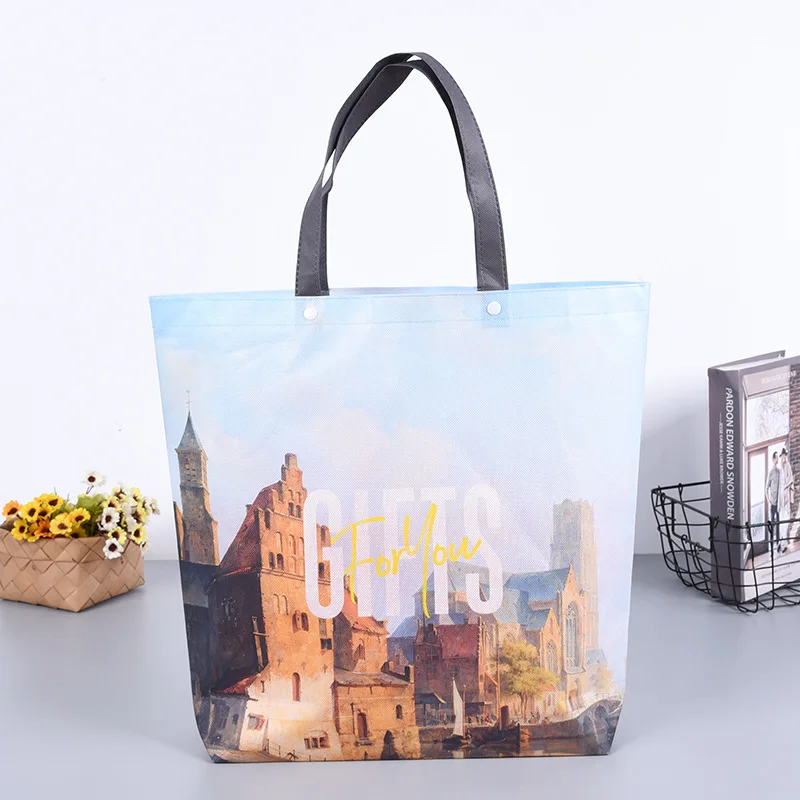 Оптовая продажа, логотип на заказ, в наличии, цветная печать, большое хранилище, модные нетканые ламинированные подарочные пакеты для покупок для упаковки