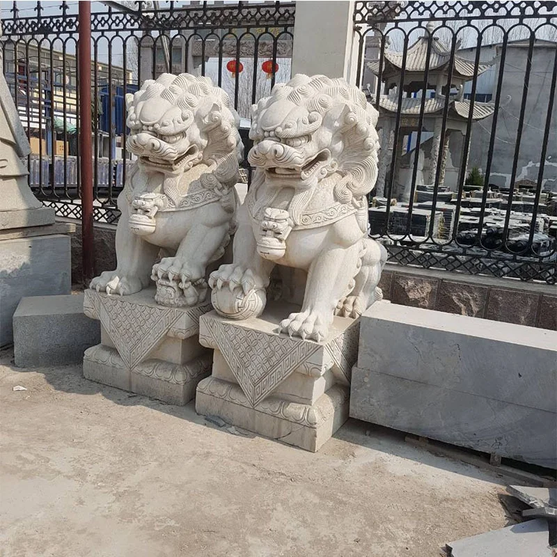 Garden Decor Foo dog Animal carvings stone nature marble limestone outdoor lion statue