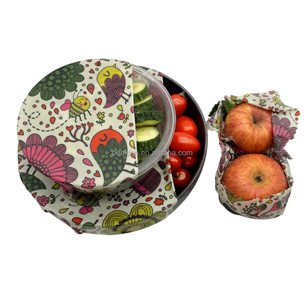 Factory price 100% Organic Cotton reusable bees wax wraps