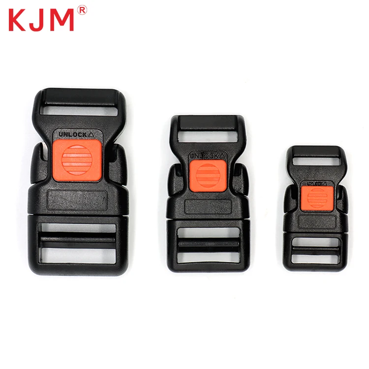 KJM Customized Logo Adjustable Quick Release Plastic Buckle with Lock for Dog Collar Pet Vest Harness