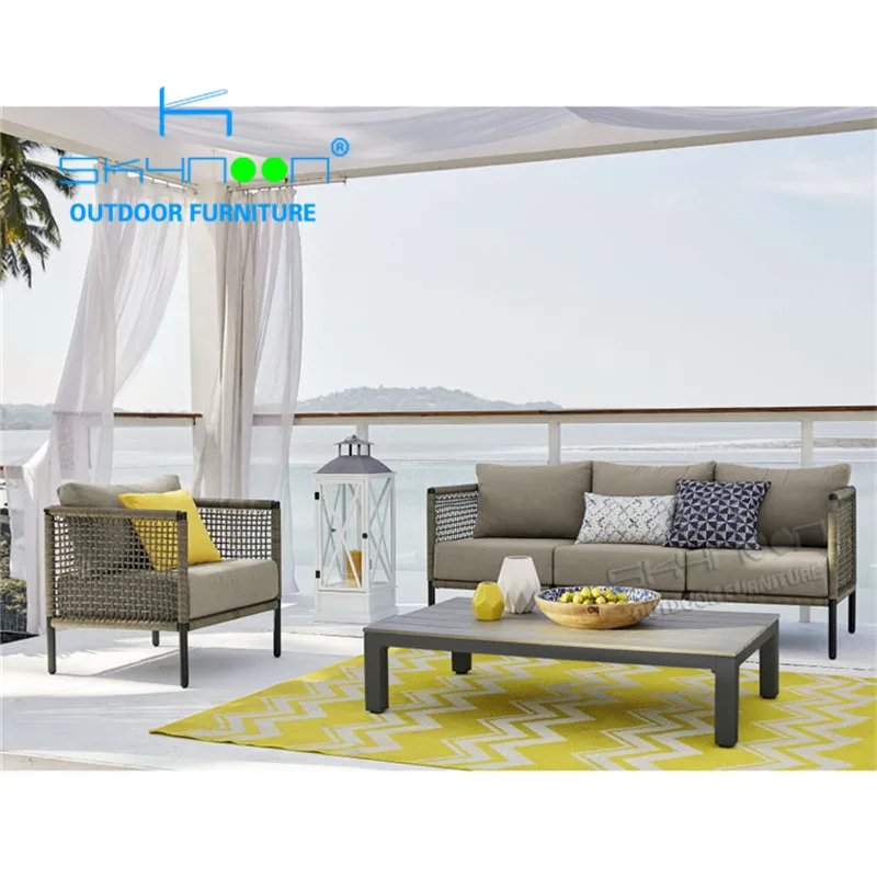 modern waterproof 4pcs outdoor furniture garden sofa sets optional single sofa loveseat three seat rattan / wicker sofas(22078)