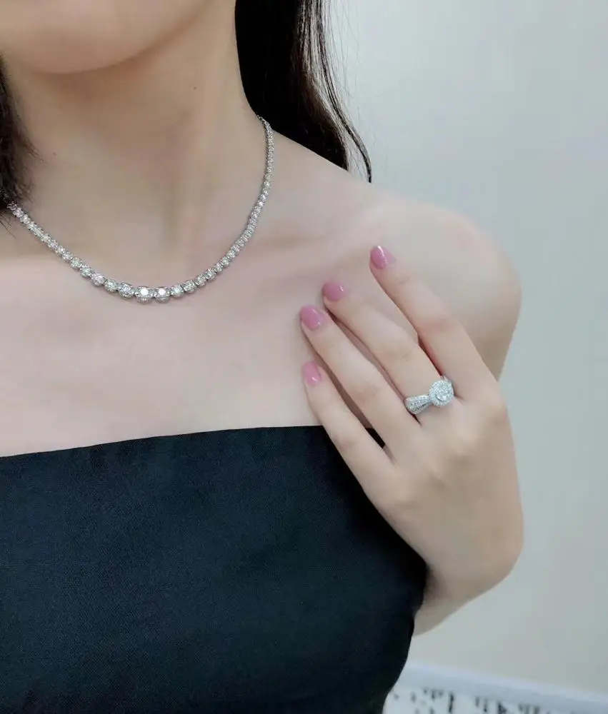 Wholesales 18K 10 carat Diamond Tennis Chain Necklace Jewelry