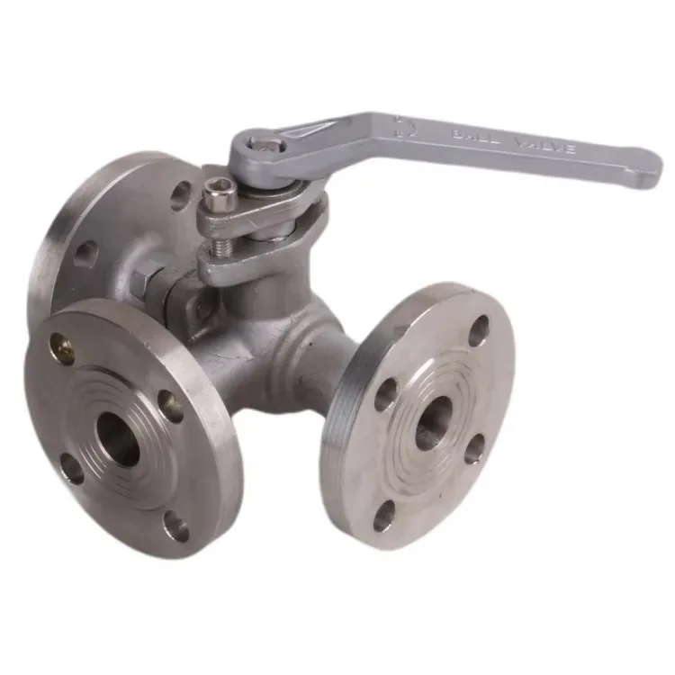 Flange or threaded stainless steel three-way ball valve with switch water diverter valve