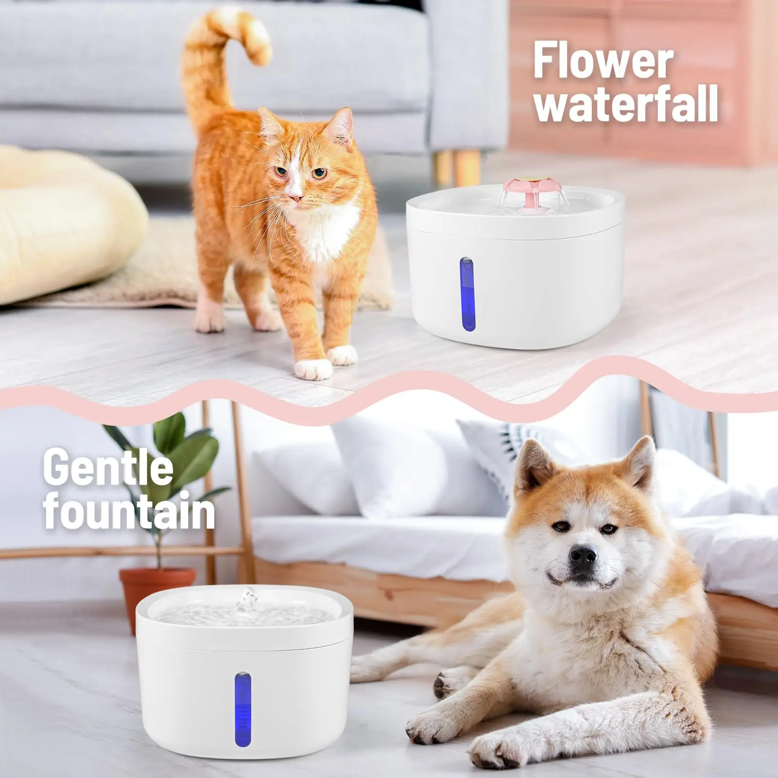 Petdom 2.6L Cat Auto Drinker Smart Water Dispenser Automatic Feeders & Water Stainless Steel Pet Water Fountain for Cats 0.5W