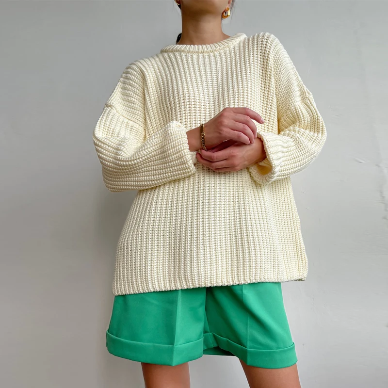 New fashion womens plus size casual elegant long sleeve plus size vintage cashmere sweater