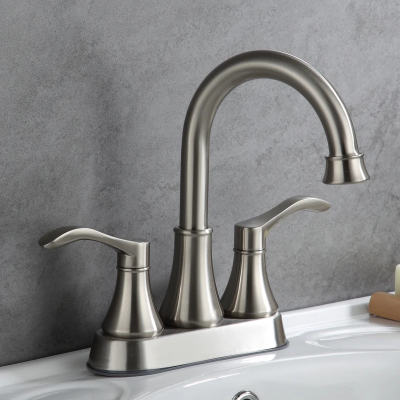 4-Inch Centerset Lavatory Basin Faucet Classic Contemporary Design 3 Holes Polished Surface Double Handle Mixer Tap NBYT-5111