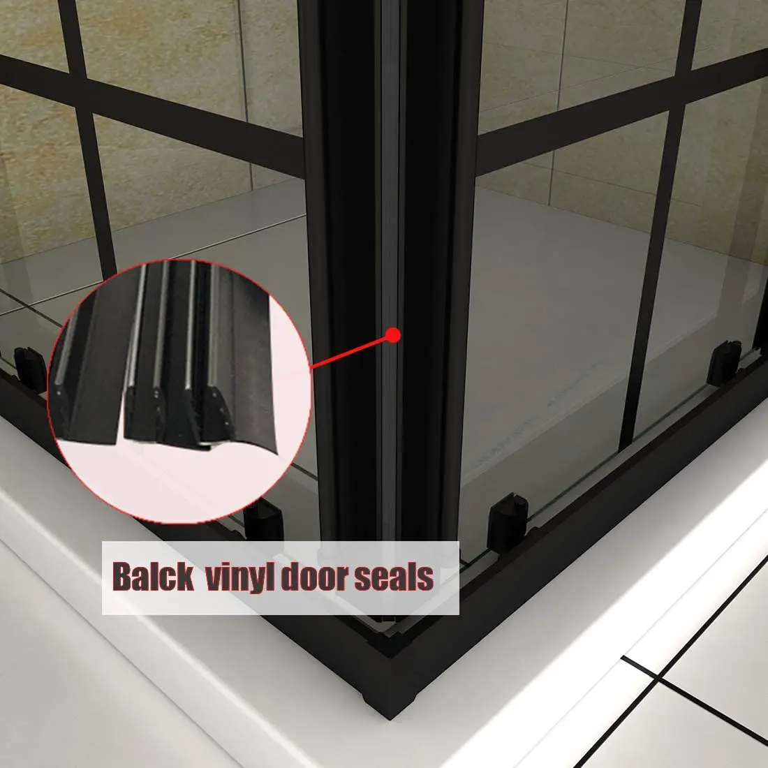 SALLY Black Aluminum Frame Custom Glass Corner Entry Shower Cabin Ready Made Sliding Glass Shower Room Bathroom