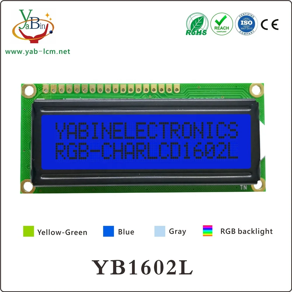 2.6 inch 80x36 MM 1602 16x2 character lcd display module with RGB backlight YB1602L lcd