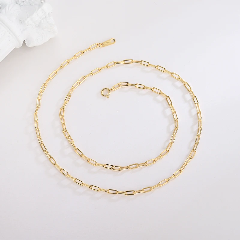 Bohemia Jewelry Silver Chain 925 Sterling Paperclip Chock Necklace